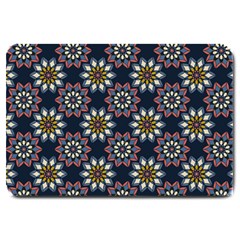 Floral Flower Star Blue Large Doormat  by Mariart