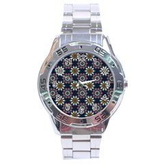 Floral Flower Star Blue Stainless Steel Analogue Watch by Mariart