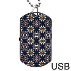 Floral Flower Star Blue Dog Tag Usb Flash (two Sides) by Mariart