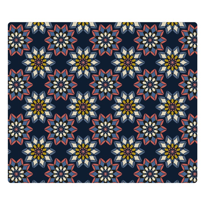 Floral Flower Star Blue Double Sided Flano Blanket (Small) 