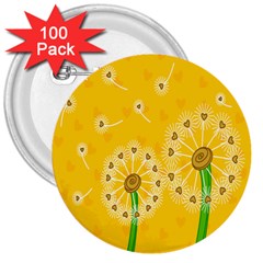 Leaf Flower Floral Sakura Love Heart Yellow Orange White Green 3  Buttons (100 Pack)  by Mariart