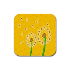 Leaf Flower Floral Sakura Love Heart Yellow Orange White Green Rubber Coaster (square)  by Mariart