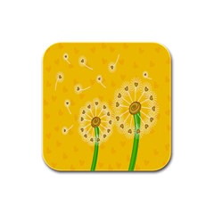 Leaf Flower Floral Sakura Love Heart Yellow Orange White Green Rubber Square Coaster (4 Pack) 