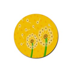 Leaf Flower Floral Sakura Love Heart Yellow Orange White Green Rubber Round Coaster (4 Pack)  by Mariart