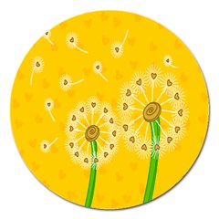 Leaf Flower Floral Sakura Love Heart Yellow Orange White Green Magnet 5  (round) by Mariart