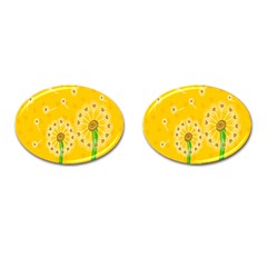 Leaf Flower Floral Sakura Love Heart Yellow Orange White Green Cufflinks (oval) by Mariart