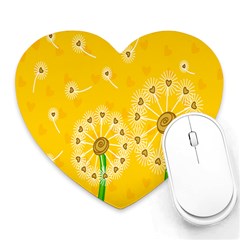 Leaf Flower Floral Sakura Love Heart Yellow Orange White Green Heart Mousepads by Mariart