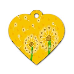 Leaf Flower Floral Sakura Love Heart Yellow Orange White Green Dog Tag Heart (two Sides) by Mariart