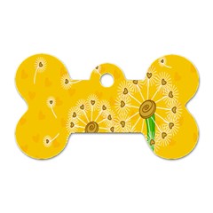 Leaf Flower Floral Sakura Love Heart Yellow Orange White Green Dog Tag Bone (one Side) by Mariart