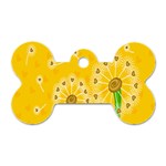 Leaf Flower Floral Sakura Love Heart Yellow Orange White Green Dog Tag Bone (One Side) Front