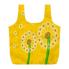 Leaf Flower Floral Sakura Love Heart Yellow Orange White Green Full Print Recycle Bags (l)  by Mariart