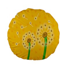 Leaf Flower Floral Sakura Love Heart Yellow Orange White Green Standard 15  Premium Flano Round Cushions by Mariart