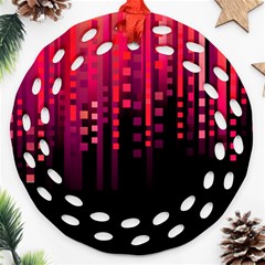 Line Vertical Plaid Light Black Red Purple Pink Sexy Ornament (round Filigree)