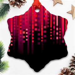 Line Vertical Plaid Light Black Red Purple Pink Sexy Snowflake Ornament (two Sides) by Mariart