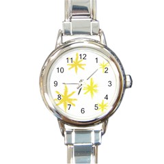 Line Painting Yellow Star Round Italian Charm Watch