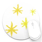 Line Painting Yellow Star Round Mousepads Front