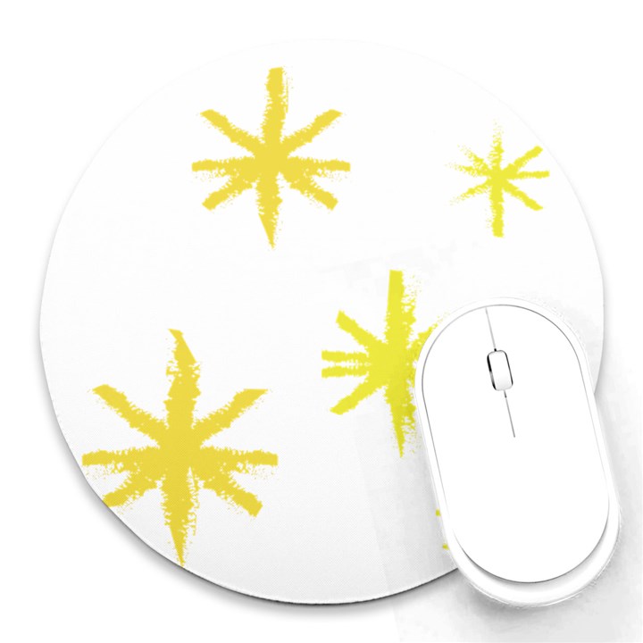 Line Painting Yellow Star Round Mousepads