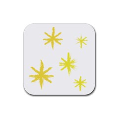 Line Painting Yellow Star Rubber Coaster (square)  by Mariart