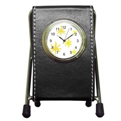 Line Painting Yellow Star Pen Holder Desk Clocks by Mariart