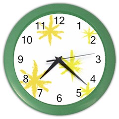 Line Painting Yellow Star Color Wall Clocks by Mariart