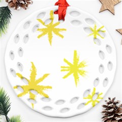 Line Painting Yellow Star Ornament (round Filigree) by Mariart