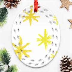 Line Painting Yellow Star Ornament (oval Filigree) by Mariart