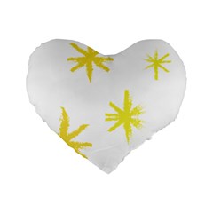 Line Painting Yellow Star Standard 16  Premium Heart Shape Cushions by Mariart