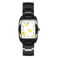 Line Painting Yellow Star Stainless Steel Barrel Watch by Mariart