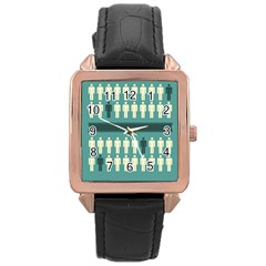 Man Peoplr Line Rose Gold Leather Watch  by Mariart