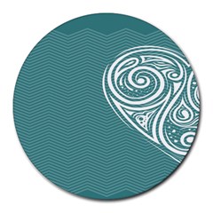 Line Wave Chevron Star Blue Love Heart Sea Beach Round Mousepads by Mariart