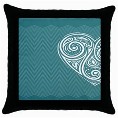 Line Wave Chevron Star Blue Love Heart Sea Beach Throw Pillow Case (black) by Mariart