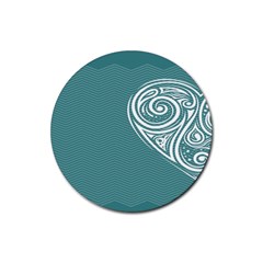 Line Wave Chevron Star Blue Love Heart Sea Beach Rubber Coaster (round) 