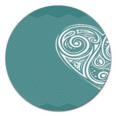 Line Wave Chevron Star Blue Love Heart Sea Beach Magnet 5  (round) by Mariart