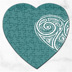 Line Wave Chevron Star Blue Love Heart Sea Beach Jigsaw Puzzle (heart) by Mariart