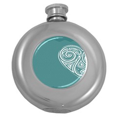 Line Wave Chevron Star Blue Love Heart Sea Beach Round Hip Flask (5 Oz) by Mariart