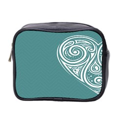 Line Wave Chevron Star Blue Love Heart Sea Beach Mini Toiletries Bag 2-side by Mariart