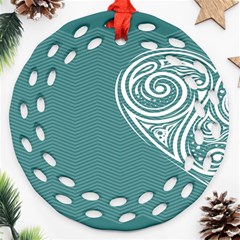 Line Wave Chevron Star Blue Love Heart Sea Beach Ornament (round Filigree) by Mariart