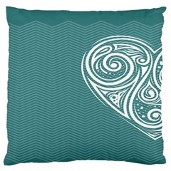 Line Wave Chevron Star Blue Love Heart Sea Beach Large Flano Cushion Case (one Side) by Mariart