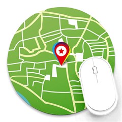 Map Street Star Location Round Mousepads