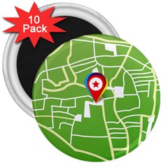 Map Street Star Location 3  Magnets (10 Pack) 