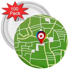 Map Street Star Location 3  Buttons (100 Pack)  by Mariart