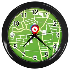 Map Street Star Location Wall Clocks (black) by Mariart