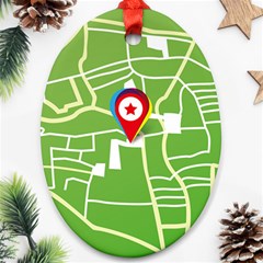 Map Street Star Location Oval Ornament (two Sides) by Mariart