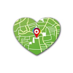 Map Street Star Location Rubber Coaster (heart) 