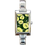 Leaf Green Yellow Rectangle Italian Charm Watch Front