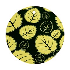 Leaf Green Yellow Ornament (round) by Mariart