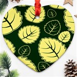 Leaf Green Yellow Ornament (Heart) Front