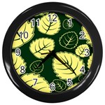 Leaf Green Yellow Wall Clocks (Black) Front