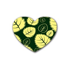 Leaf Green Yellow Heart Coaster (4 Pack)  by Mariart