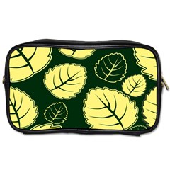 Leaf Green Yellow Toiletries Bags 2-side by Mariart